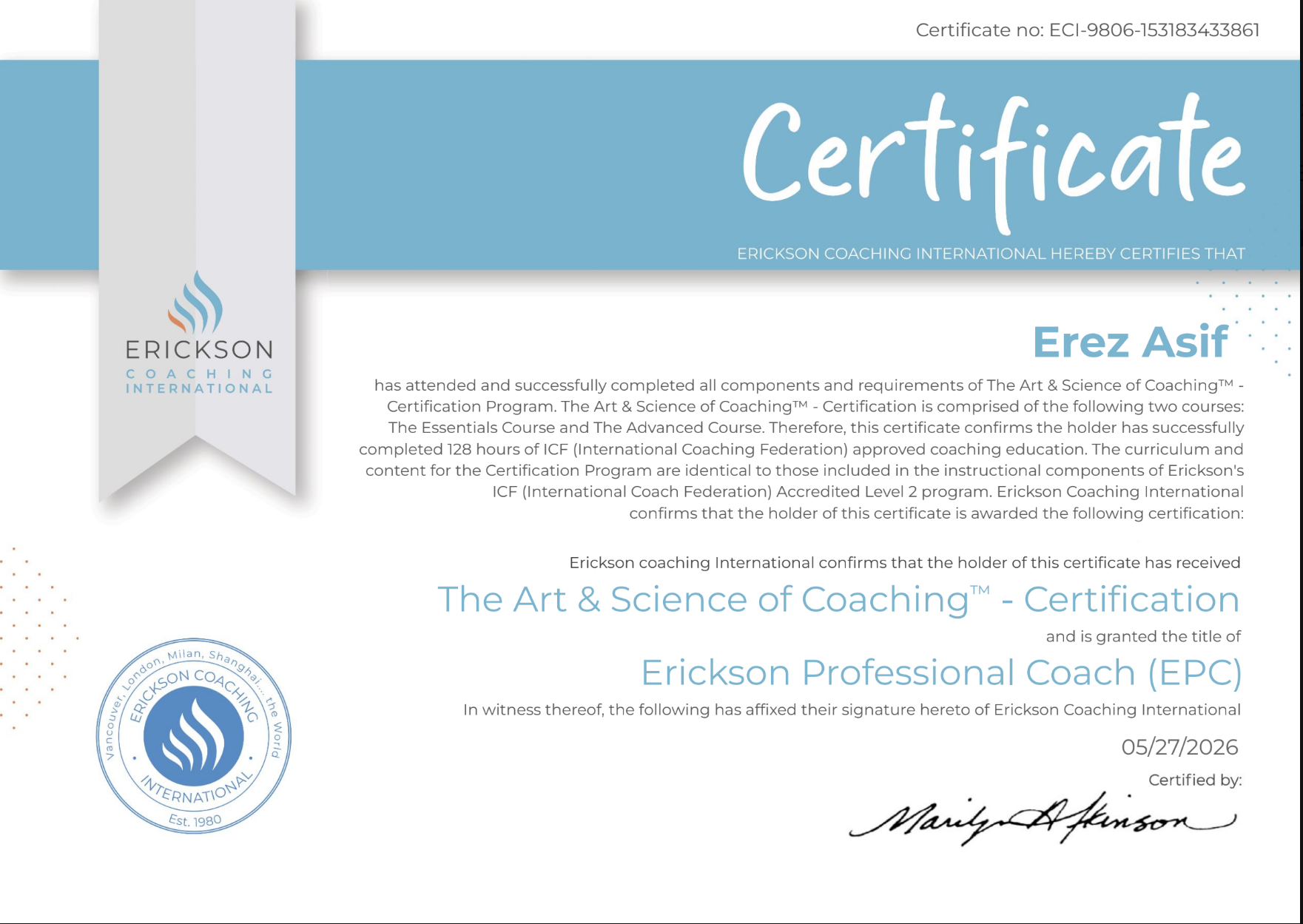 Erickson Professional Coach Certificate